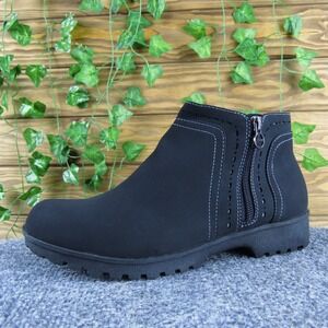 J Sport Jenna Black Ankle Boots Women's Size 9M Side Zip Comfort Casual